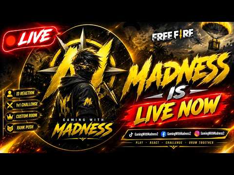 MADNESS IS LIVE NOW! 🔴 Free Fire Rank Push & Custom Room Challenge!  #shotsfeed #shortlive